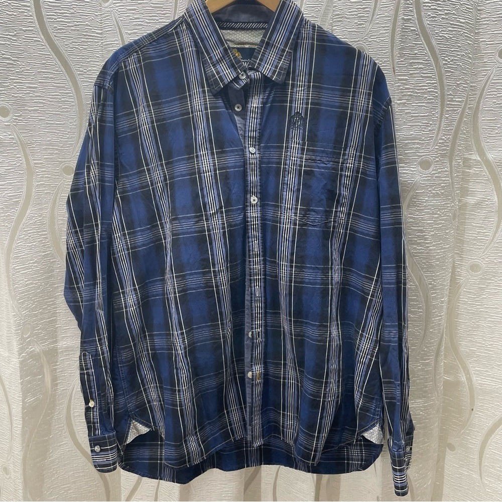 Fellows League of Legends Shirt Mens XXL Blue Black Plaid Long‎ Sleeve Excellent